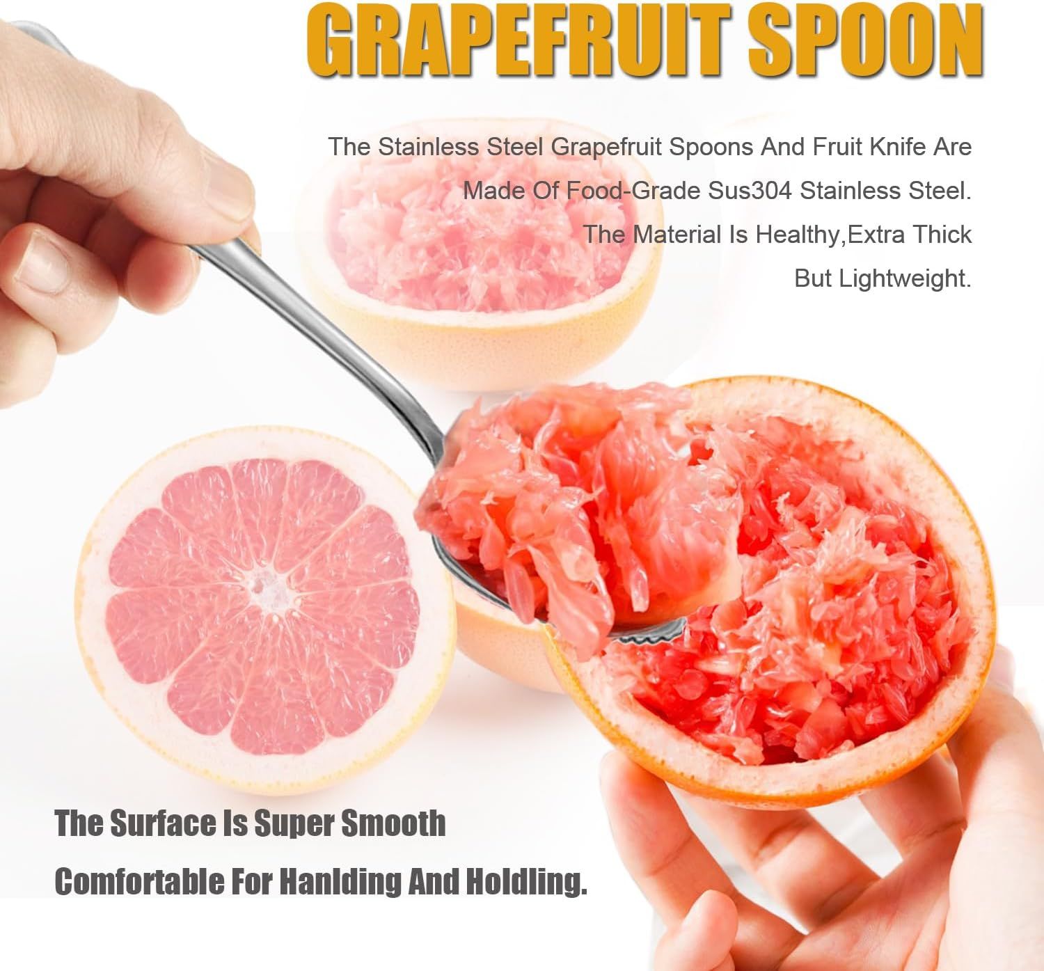 Serrated Edge Grapefruit Spoons Stainless Steel Grapefruit Utensil Tool Dessert Fruit Spoons for Citrus Lemon V1258-DP02-D-378