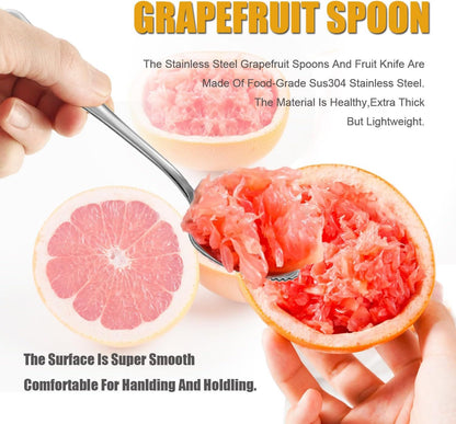 Serrated Edge Grapefruit Spoons Stainless Steel Grapefruit Utensil Tool Dessert Fruit Spoons for Citrus Lemon V1258-DP02-D-378