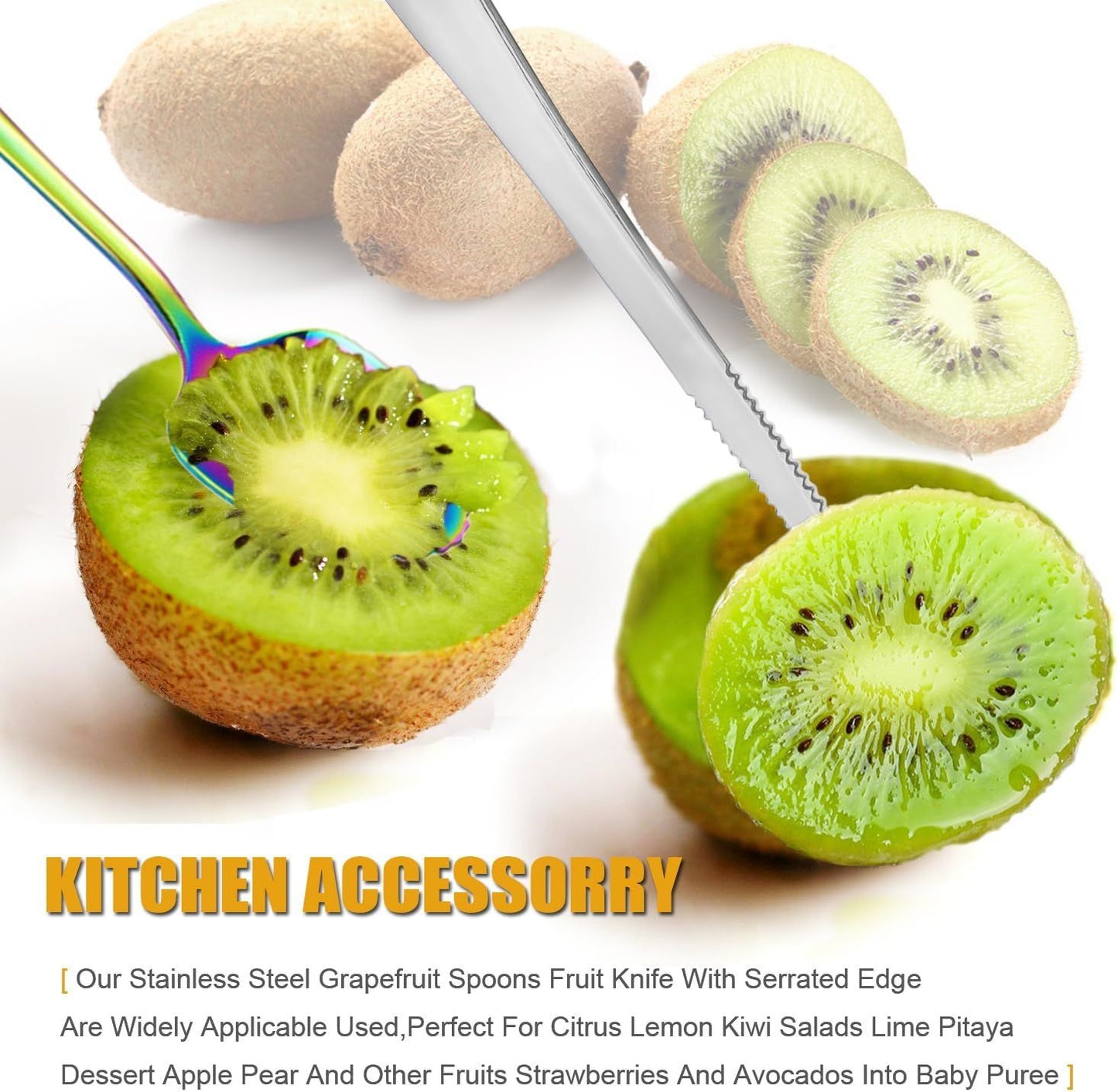 Serrated Edge Grapefruit Spoons Stainless Steel Grapefruit Utensil Tool Dessert Fruit Spoons for Citrus Lemon V1258-DP02-D-378