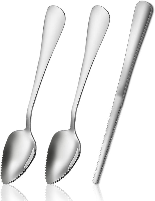 Grapefruit Spoons Serrated Edge Knife Stainless Steel Utensil Tool Dessert Spoon for Citrus Lemon Kiwi Salads V1258-DP02-D-379