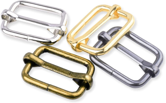 CooBigo 25 Pack 1 Inch Metal Adjustable Slide Buckles Tri-Glide Rectangle Adjuster Suspender Strap Slider for V1258-DP02-D-38