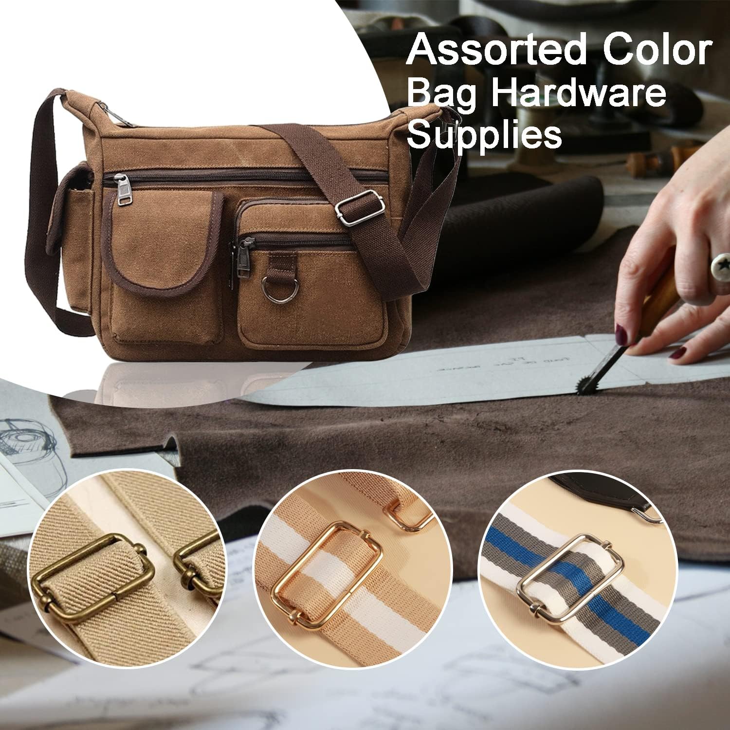CooBigo 25 Pack 1 Inch Metal Adjustable Slide Buckles Tri-Glide Rectangle Adjuster Suspender Strap Slider for V1258-DP02-D-38