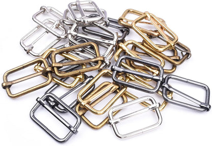 CooBigo 25 Pack 1 Inch Metal Adjustable Slide Buckles Tri-Glide Rectangle Adjuster Suspender Strap Slider for V1258-DP02-D-38