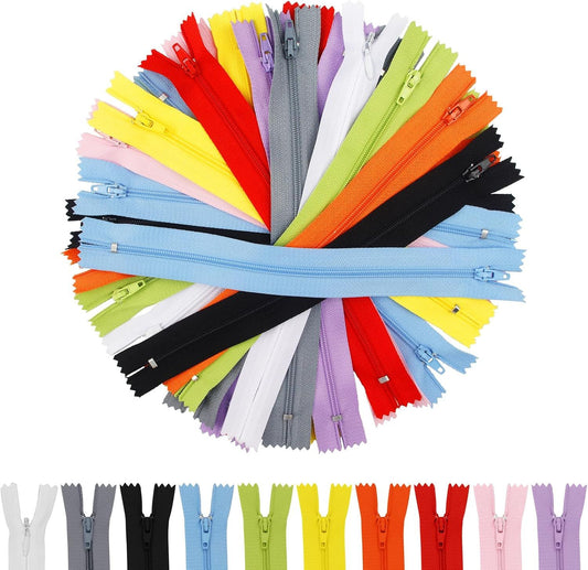 30 Pcs Nylon Coil Zippers for Tailor Sewing in 10 Assorted Colors - Mixed Color Invisible Zippers for Bags, V1258-DP02-D-382