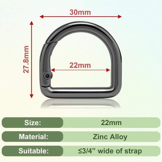 CooBigo 10Pcs Small D Ring Carabiner Clips, Metal Tiny Keychain Spring D Rings Hook for Car Keyring, Backpack V1258-DP02-D-39