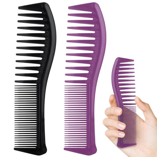 2PCS Detangling Hair Comb for Women, 2-Sided Plastic Hairstyle Comb With Wide and Fine Teeth, All-Purpose V1258-DP02-D-392