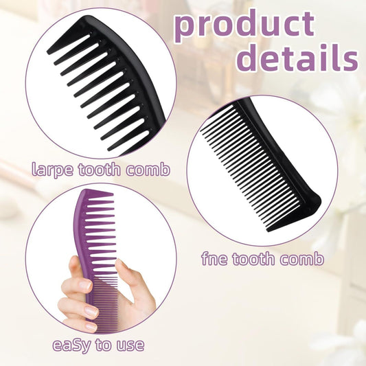 2PCS Detangling Hair Comb for Women, 2-Sided Plastic Hairstyle Comb With Wide and Fine Teeth, All-Purpose V1258-DP02-D-392
