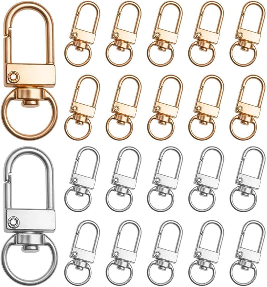 20Pcs 1.26 x 0.39 Inch Swivel Snap Key Chain Clip Hook Small Metal Lobster Claw Clasp Mini Swivel Lanyards V1258-DP02-D-395
