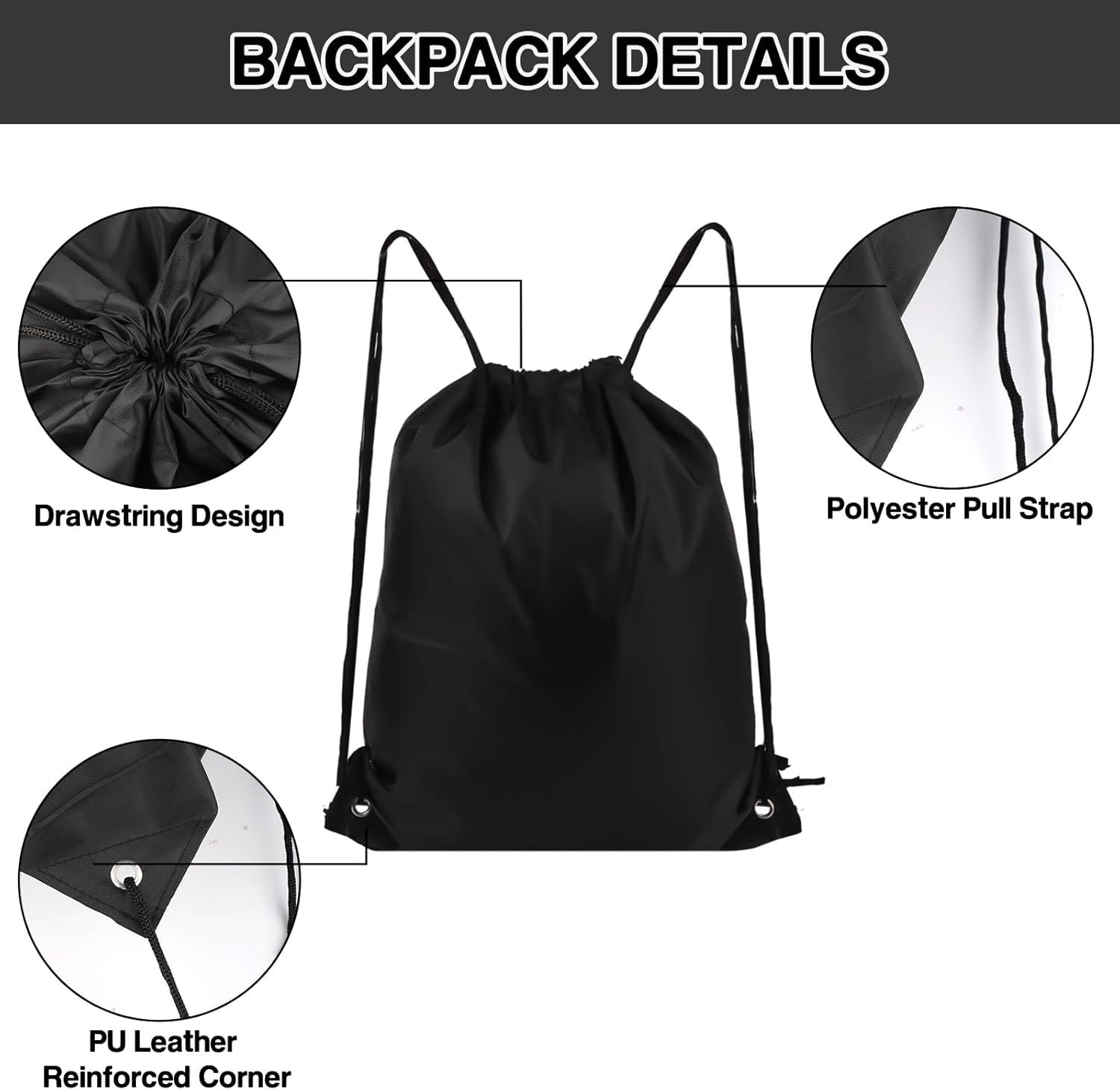 Drawstring Backpack 6 Colors Drawstring Bags, Draw String Back Bag Drawstring Bags Bulk for Sports, Gym, V1258-DP02-D-399