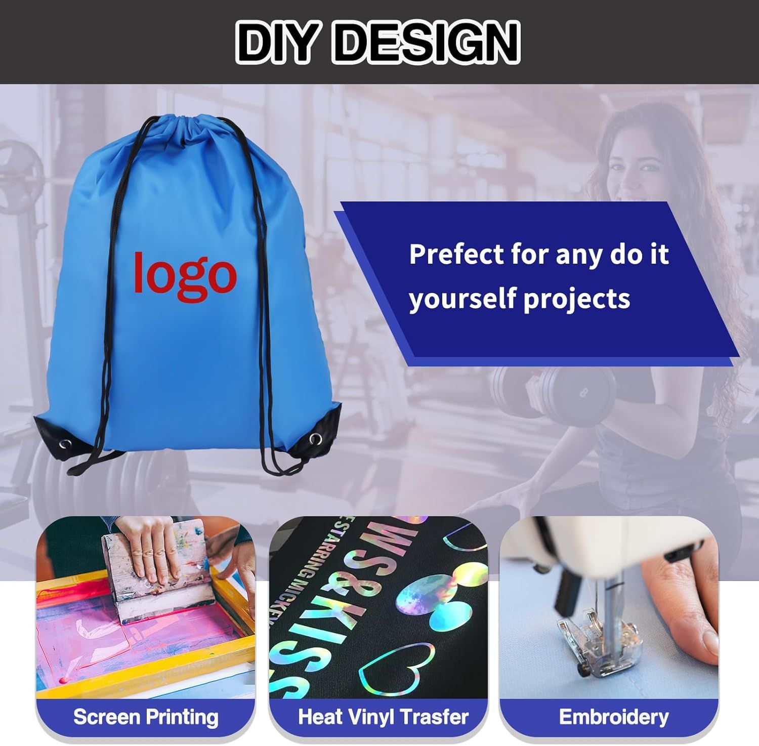 Drawstring Backpack 6 Colors Drawstring Bags, Draw String Back Bag Drawstring Bags Bulk for Sports, Gym, V1258-DP02-D-399