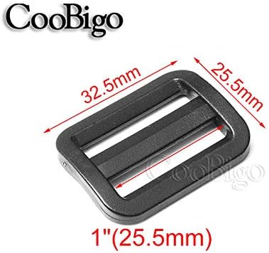 CooBigo 12 Pack Plastic Buckles for Straps 1 Inch Tri-Glide Slide, Plastic Slide Clip Heavy Duty Adjustable V1258-DP02-D-40