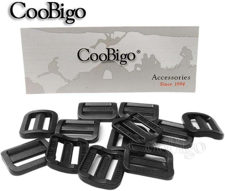 CooBigo 12 Pack Plastic Buckles for Straps 1 Inch Tri-Glide Slide, Plastic Slide Clip Heavy Duty Adjustable V1258-DP02-D-40