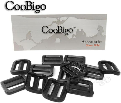 CooBigo 12 Pack Plastic Buckles for Straps 1 Inch Tri-Glide Slide, Plastic Slide Clip Heavy Duty Adjustable V1258-DP02-D-40