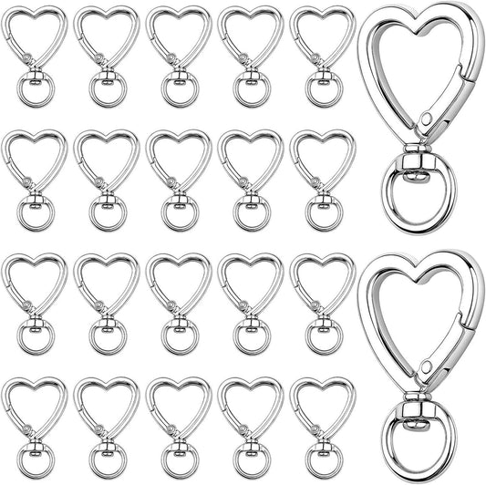 Heart Keychain Clips 20PCS Silver, DIY Creative Key Ring Metal Heart Shape Keychain, Zinc Alloy Hearting Key V1258-DP02-D-404