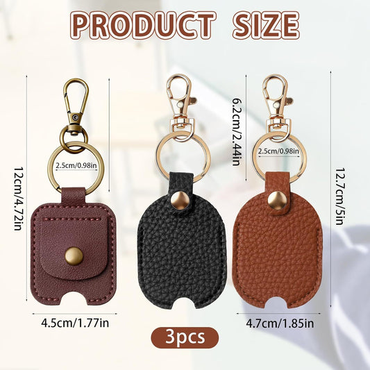 3PCS Leather Car Key Sleeve, PU Leather Keychain Protector, Broken Cars Key Loop Replacement, Smart Remote V1258-DP02-D-405