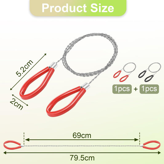 2pcs Cable Wire Saw for PVC, Stainless Steel Pocket Chainsaw Rope Backpack Gear, 31.3" Rope Saw for PE and V1258-DP02-D-41