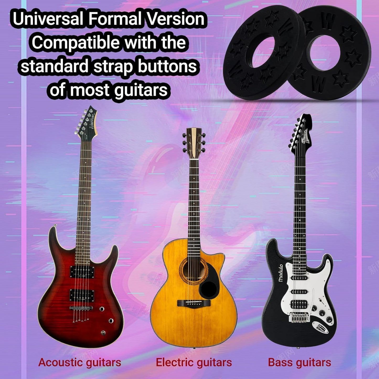 12Pair Rubber Strap Locks For Guitar, 0.98'' Guitar Strap Blocks/Silicone Strap Locks Guitar, Blocks Guitar V1258-DP02-D-412