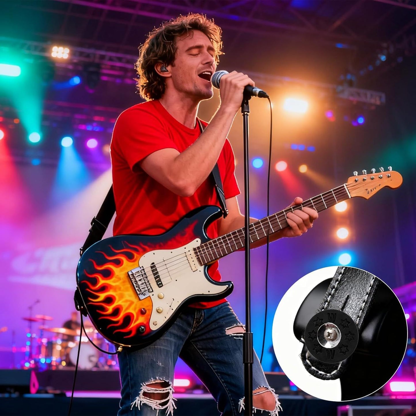 12Pair Rubber Strap Locks For Guitar, 0.98'' Guitar Strap Blocks/Silicone Strap Locks Guitar, Blocks Guitar V1258-DP02-D-412