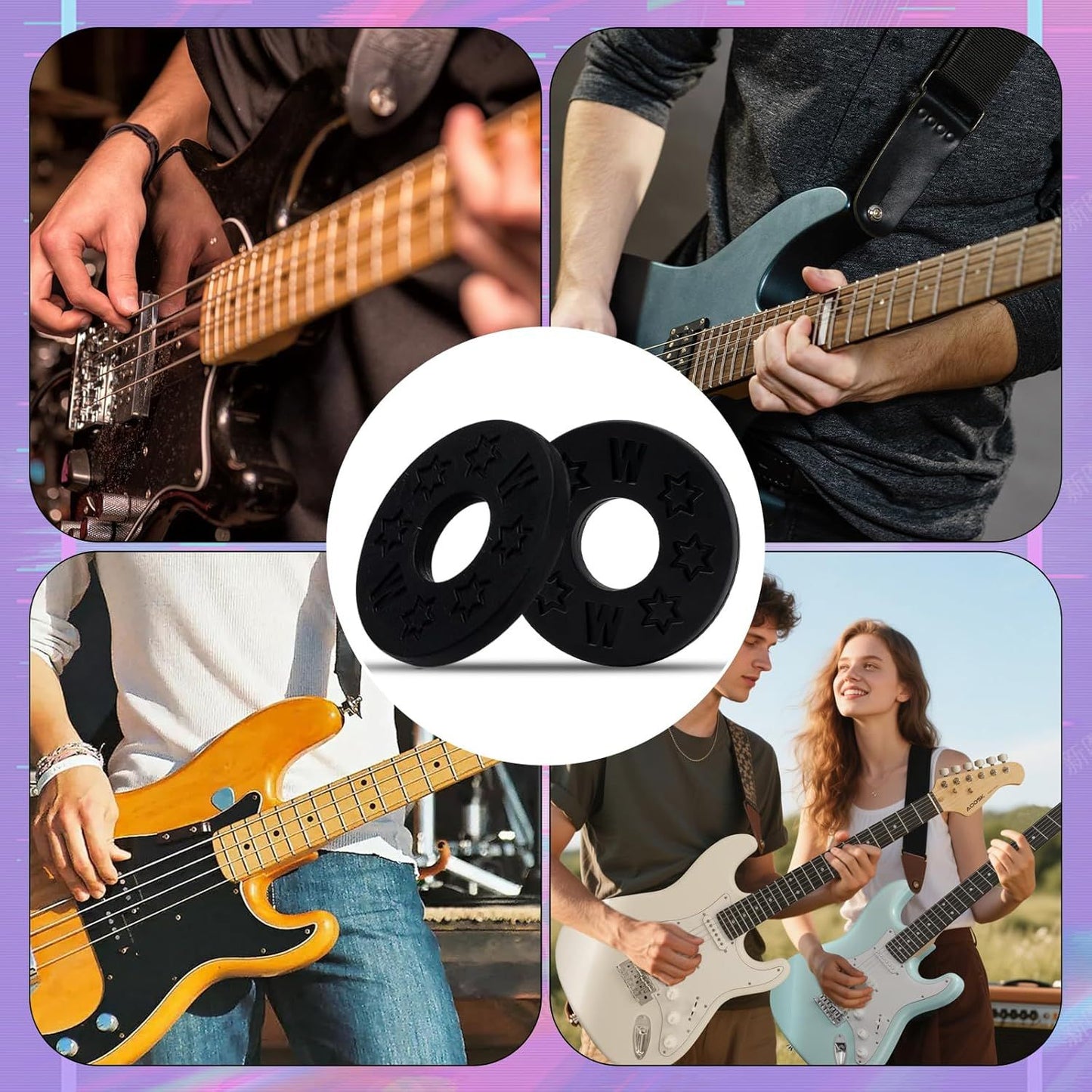 12Pair Rubber Strap Locks For Guitar, 0.98'' Guitar Strap Blocks/Silicone Strap Locks Guitar, Blocks Guitar V1258-DP02-D-412