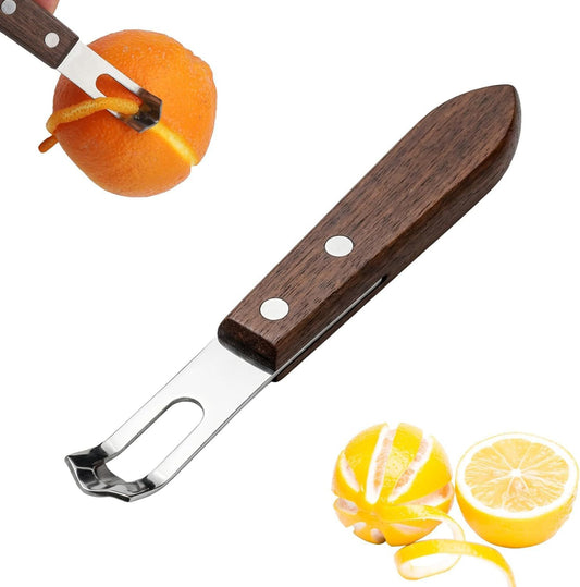 1PCS Citrus Zester and Orange Peeler Tools, Channel Knife, Walnut Wood and Stainless Steel Bar Peeler Tool, V1258-DP02-D-415