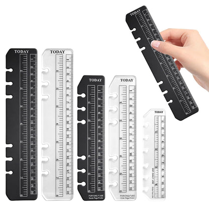 5PCS Planner Ruler for A5 A6 A7 Binder, 6-Ring Page Marker for Spiral Notebook, Snap-in Plastic Bookmark V1258-DP02-D-419