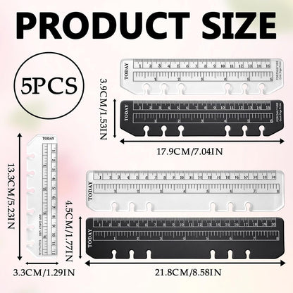 5PCS Planner Ruler for A5 A6 A7 Binder, 6-Ring Page Marker for Spiral Notebook, Snap-in Plastic Bookmark V1258-DP02-D-419