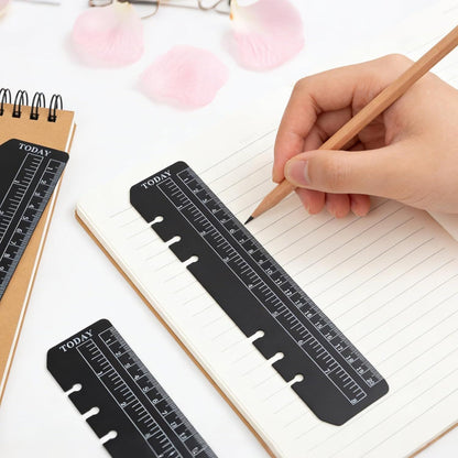 5PCS Planner Ruler for A5 A6 A7 Binder, 6-Ring Page Marker for Spiral Notebook, Snap-in Plastic Bookmark V1258-DP02-D-419