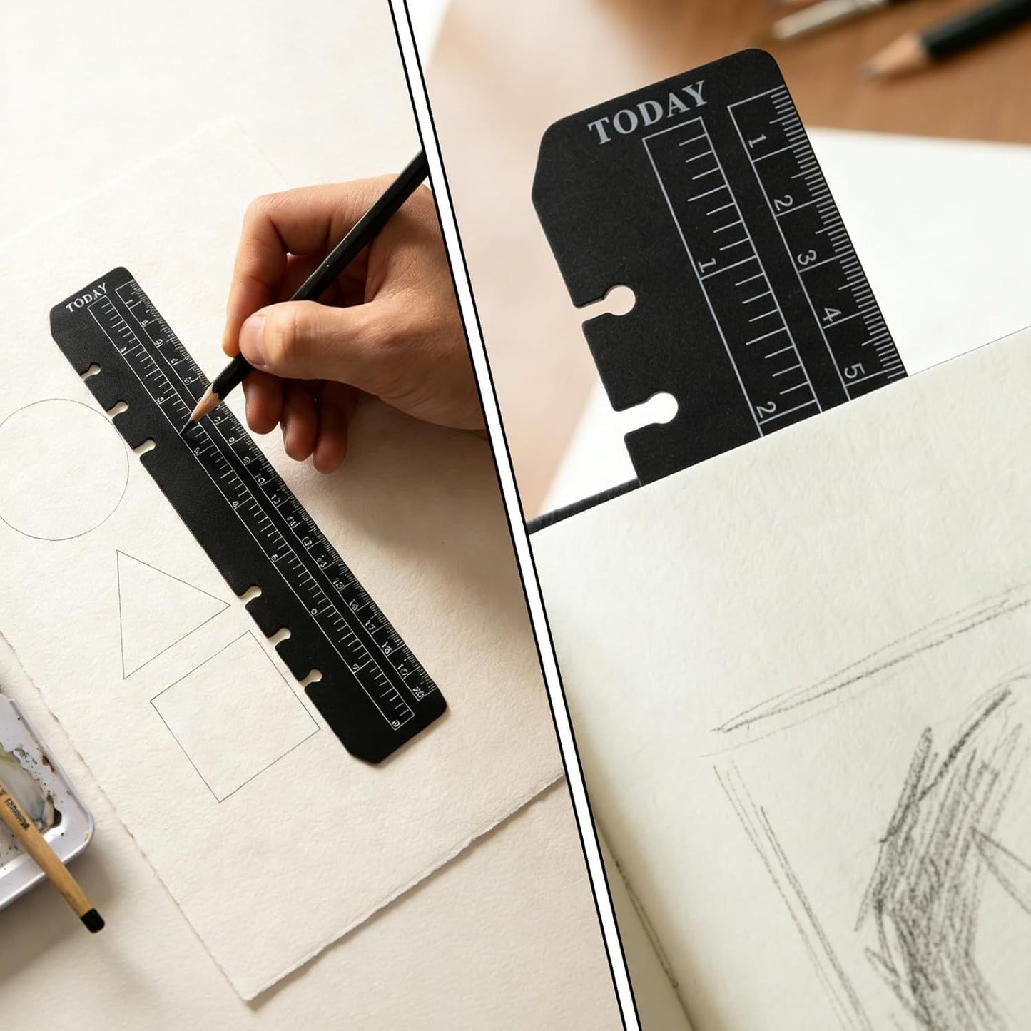 5PCS Planner Ruler for A5 A6 A7 Binder, 6-Ring Page Marker for Spiral Notebook, Snap-in Plastic Bookmark V1258-DP02-D-419