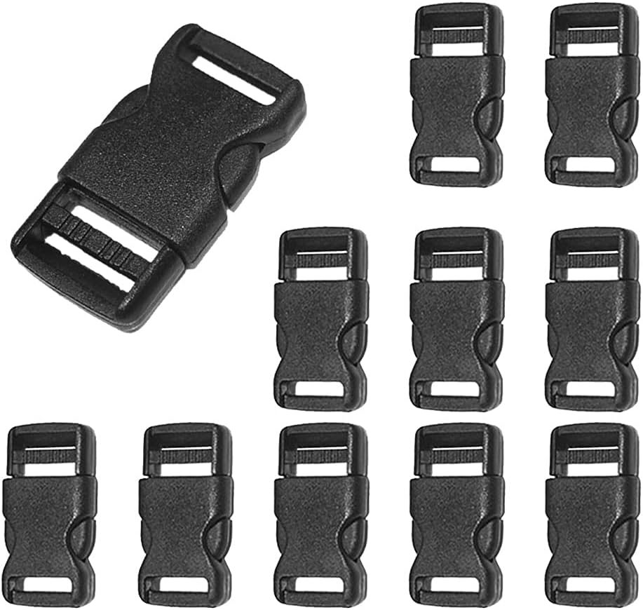 CooBigo 10pcs 1/2"(12.5mm) Side Release Buckles Plastic Black Quick Adjustable Buckle For Backpack Strap DIY V1258-DP02-D-42