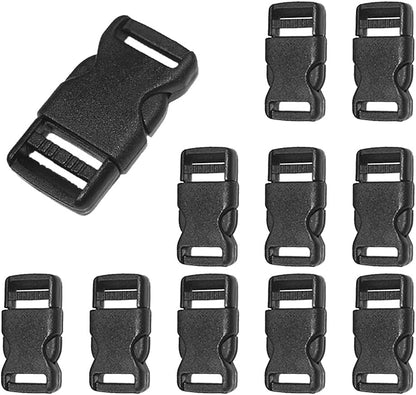 CooBigo 10pcs 1/2"(12.5mm) Side Release Buckles Plastic Black Quick Adjustable Buckle For Backpack Strap DIY V1258-DP02-D-42