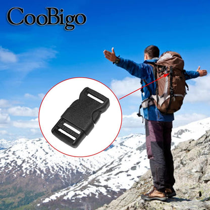 CooBigo 10pcs 1/2"(12.5mm) Side Release Buckles Plastic Black Quick Adjustable Buckle For Backpack Strap DIY V1258-DP02-D-42