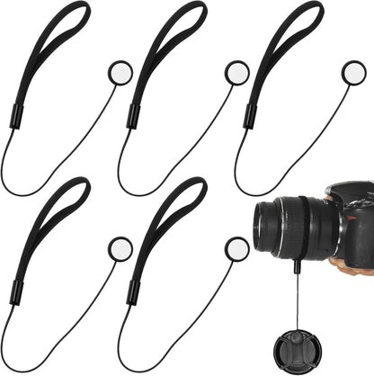 5PCS Camera Lens Cap Tether, Universal Lens Cap Leash & Keeper/Elastic String Holder Compatible with DSLR V1258-DP02-D-420