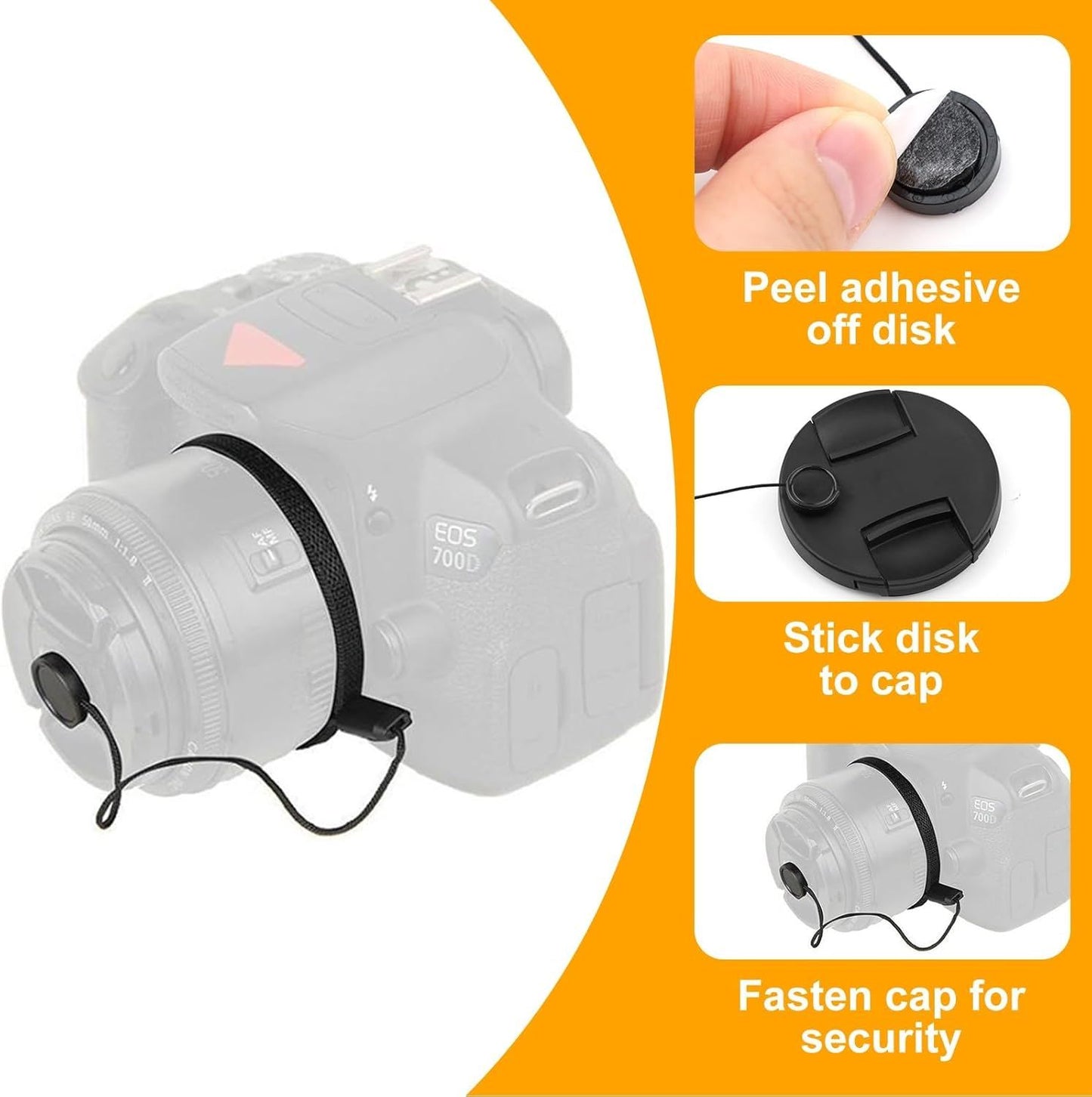 5PCS Camera Lens Cap Tether, Universal Lens Cap Leash & Keeper/Elastic String Holder Compatible with DSLR V1258-DP02-D-420