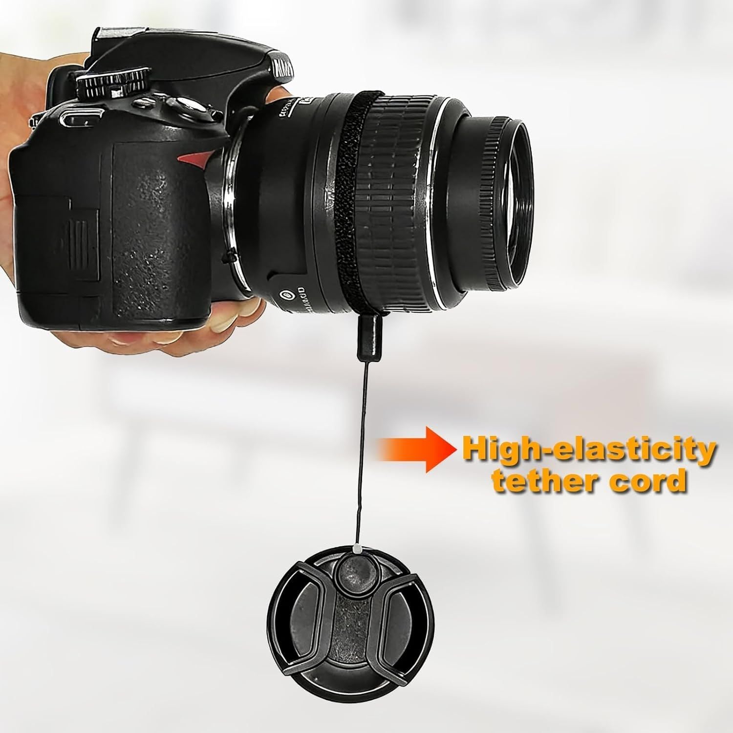 5PCS Camera Lens Cap Tether, Universal Lens Cap Leash & Keeper/Elastic String Holder Compatible with DSLR V1258-DP02-D-420