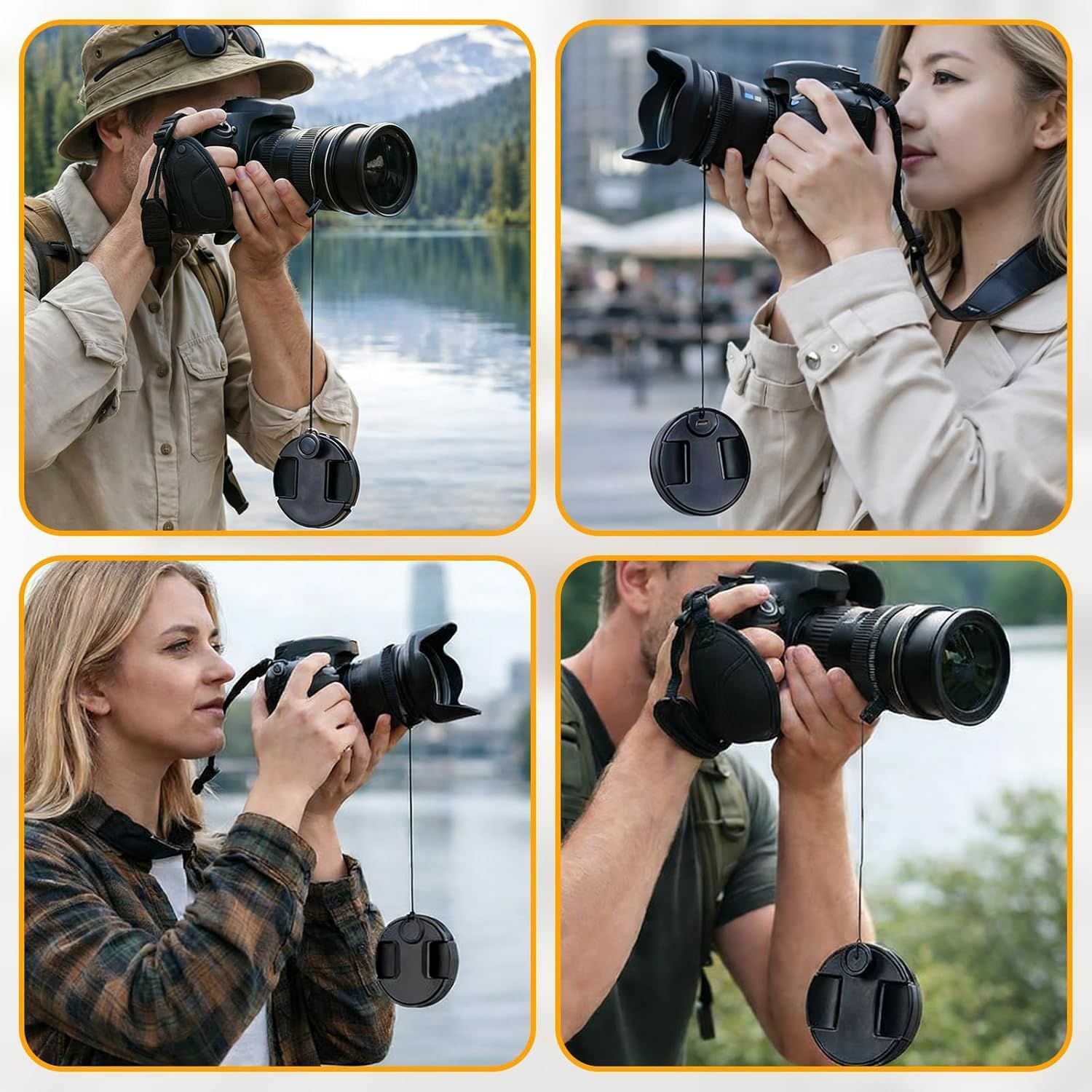 5PCS Camera Lens Cap Tether, Universal Lens Cap Leash & Keeper/Elastic String Holder Compatible with DSLR V1258-DP02-D-420