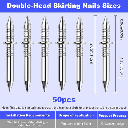 Double Headed Skirting Nails, 50PCS Invisible Seamless Baseboard Screws, Solid Wood Baseboard Double-Headed V1258-DP02-D-421