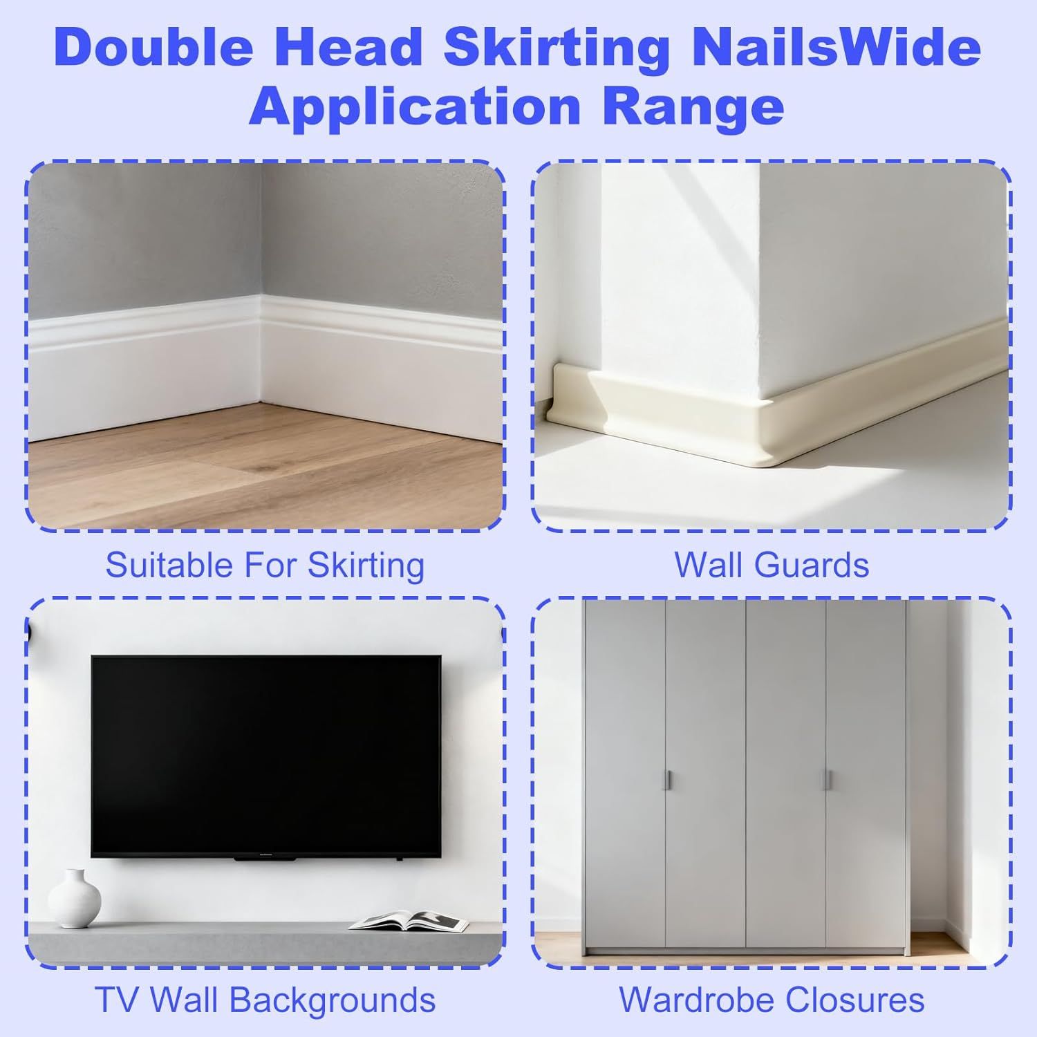 Double Headed Skirting Nails, 50PCS Invisible Seamless Baseboard Screws, Solid Wood Baseboard Double-Headed V1258-DP02-D-421