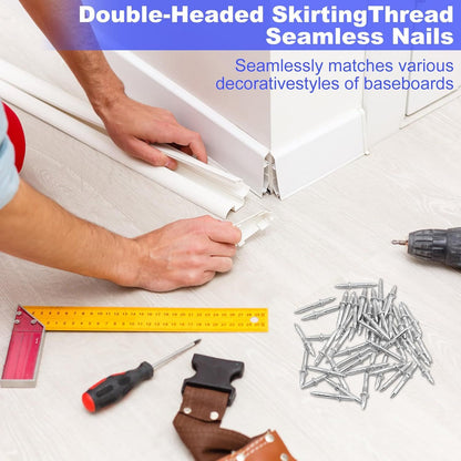 Double Headed Skirting Nails, 50PCS Invisible Seamless Baseboard Screws, Solid Wood Baseboard Double-Headed V1258-DP02-D-421