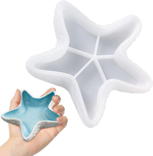 Starfish Tray Silicone Mold, Candle Holder Jewelry Plate Silicone Mold for Epoxy Resin, Trinkets Container V1258-DP02-D-425