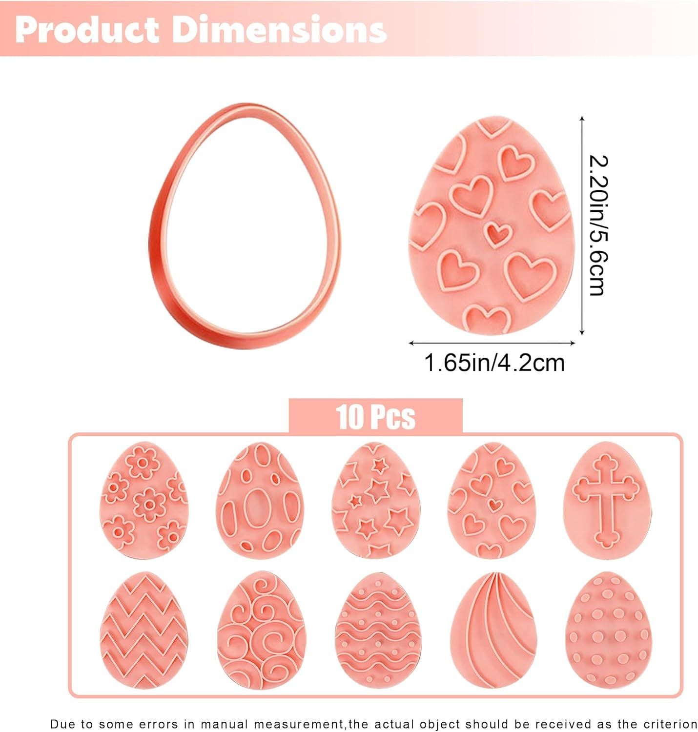 10 Pieces Easter Egg Cookie Cutters Easter Cookie Stamps 3D Plastic Embossing Mold Press Cookie Mould Set V1258-DP02-D-430
