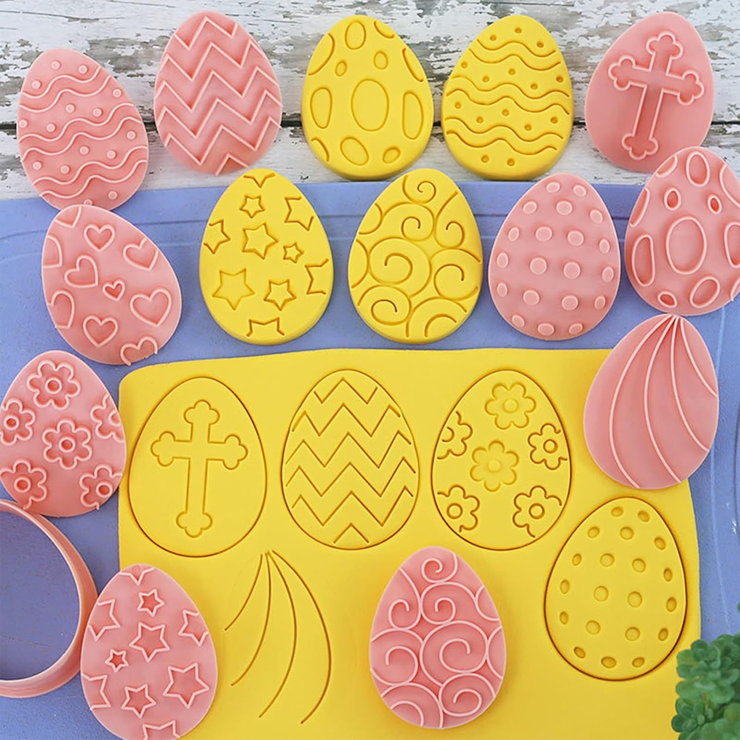 10 Pieces Easter Egg Cookie Cutters Easter Cookie Stamps 3D Plastic Embossing Mold Press Cookie Mould Set V1258-DP02-D-430