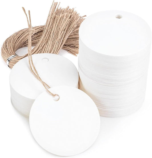 120PCS White Round Gift Tags, 2 inch Kraft Paper Gift Tags with String for Gifts Wrapping Craft Project V1258-DP02-D-436