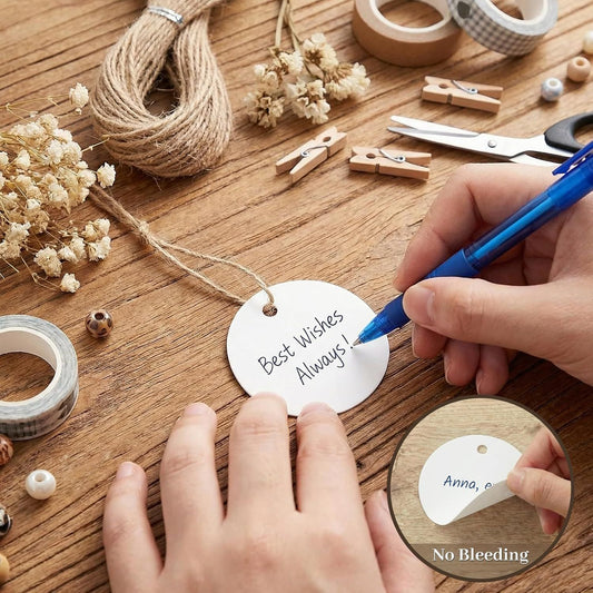 120PCS White Round Gift Tags, 2 inch Kraft Paper Gift Tags with String for Gifts Wrapping Craft Project V1258-DP02-D-436