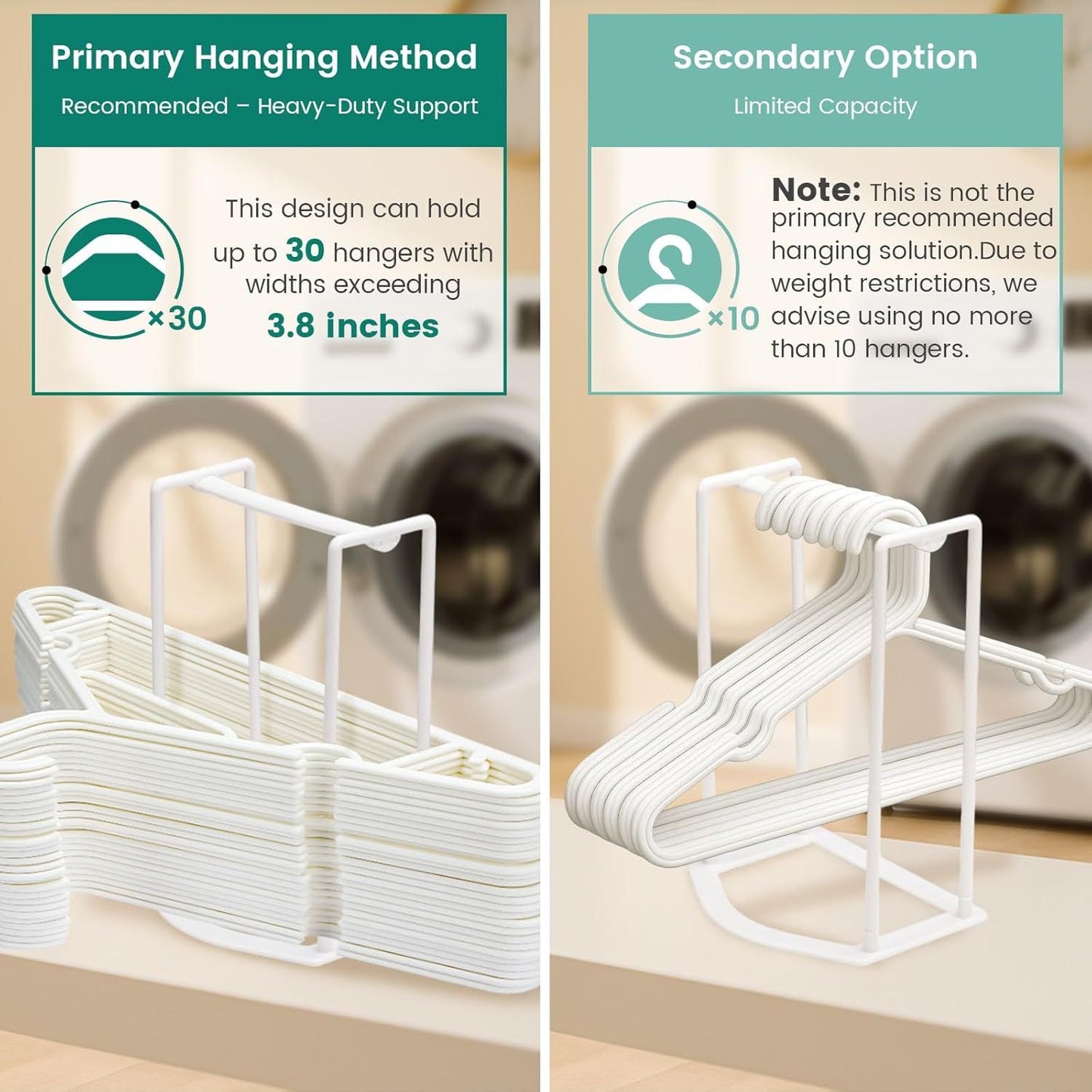 Hanger Stacker Organizer Stand, White Portable Hanger Holder Laundry Room Organization Hanger Rack Storage V1258-DP02-D-437