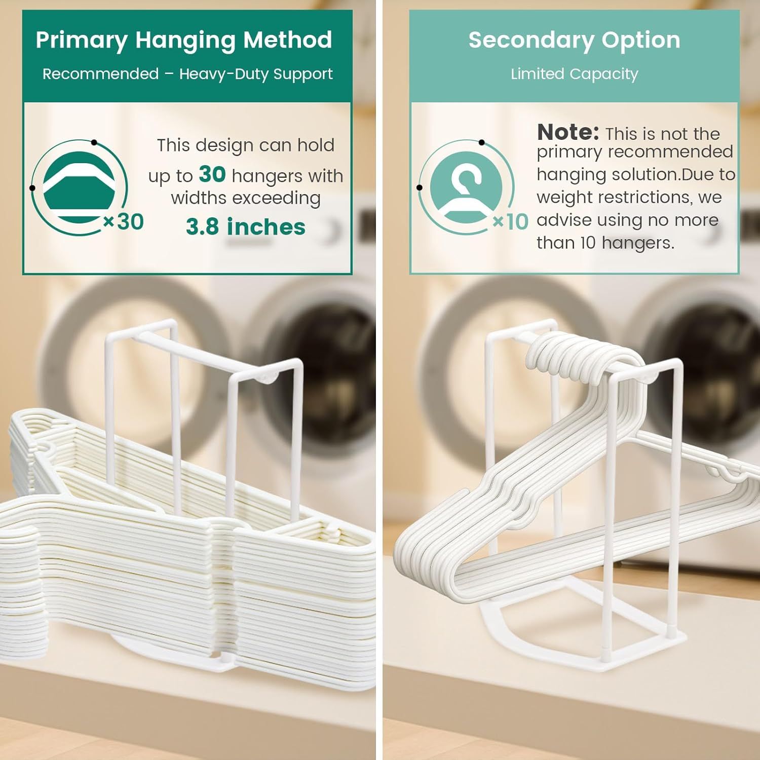 Hanger Stacker Organizer Stand, White Portable Hanger Holder Laundry Room Organization Hanger Rack Storage V1258-DP02-D-437