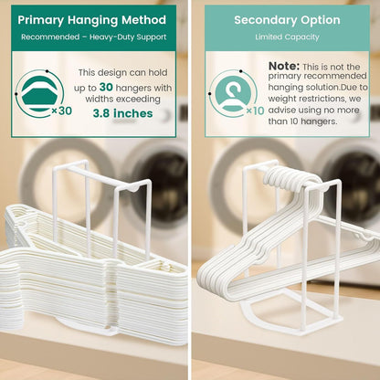 Hanger Stacker Organizer Stand, White Portable Hanger Holder Laundry Room Organization Hanger Rack Storage V1258-DP02-D-437