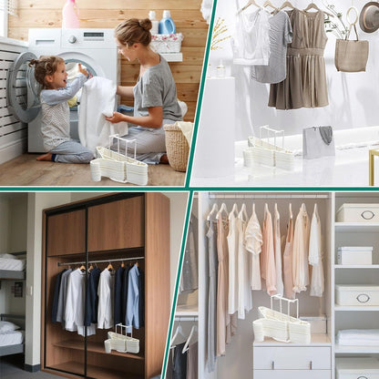 Hanger Stacker Organizer Stand, White Portable Hanger Holder Laundry Room Organization Hanger Rack Storage V1258-DP02-D-437