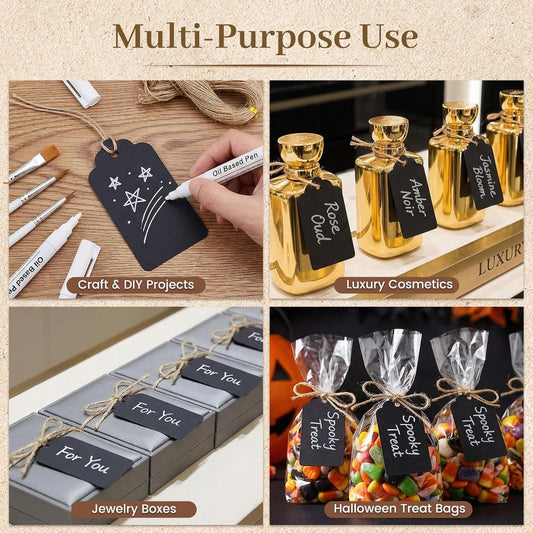 125pcs Gift Tags with String Attached, 1.5 x 2.8 inch Black Gift Tags Paper Black Labels for Clothes DIY V1258-DP02-D-439