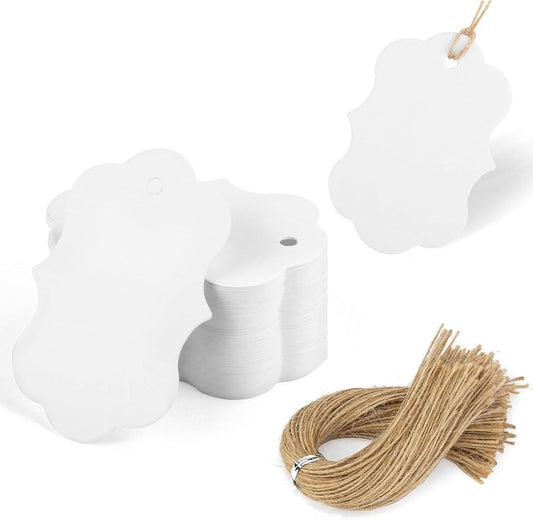 100pcs Gift Tags with String Attached, 2x2.8 inch Kraft Paper Hang Tags for Clothes DIY Crafts Wedding V1258-DP02-D-445