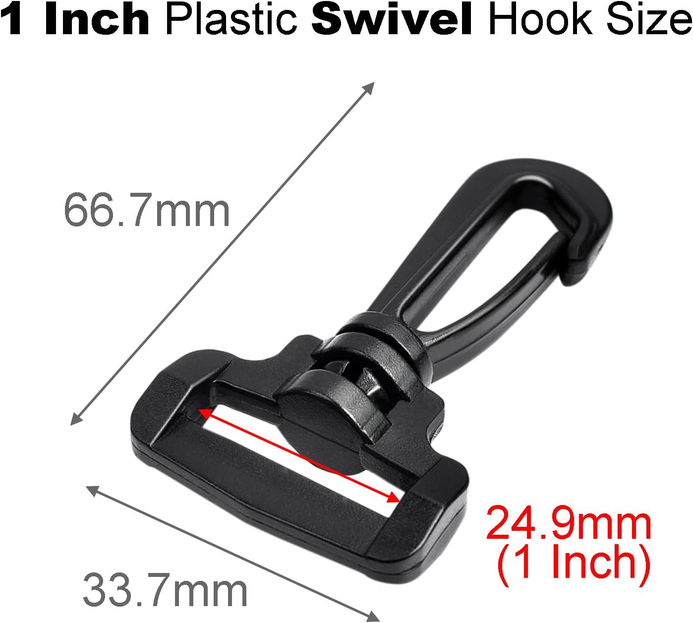 CooBigo 12PCS Plastic Swivel Snap Hook Clips for Purse,1 Inch Rotary Clasp Purse Strap Hardware for Bag V1258-DP02-D-45